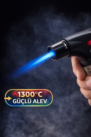 Turbo Torch Pürmüzlü Çakmak 1300 C Jet Alev Gaz Ayarlı Kilitli Doldurulabilir Torch Çakmak
