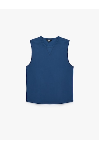 Koton Dikiş Detaylı Pamuklu Kolsuz Bisiklet Yaka Basic Spor Atlet Lacivert 6sam30038nk