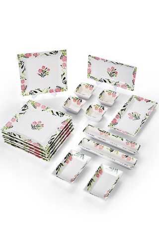 Piatti Naturali 16 Parça 6 Kişilik Bahar Kahvaltı Takımı Handmade Sunum Set Çok Renkli
