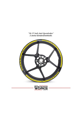 Motosiklet Jant Şeridi Jant Sticker Dekor Model Parçalı Desen Sticker Set Sarı