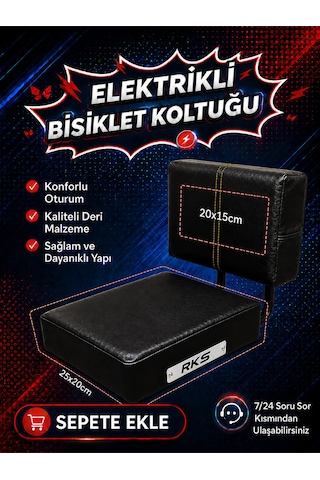 Rks Arka Deri Koltuk, Elektrikli Bisiklet Deri Koltuk, Motosiklet Deri Koltuk, Arka Sele Çocuk Deri Koltuk Seti Siyah