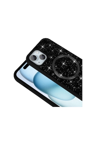 Nihcase Apple Uyumlu iPhone 15 Plus Kılıf Glitter Mozaik Magsafeli Taşlı Pırlanta Kapak