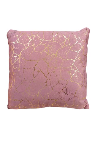 Altın Varak Desenli Dekorafit Tekli Kırlent Kılıfı 42x42 Cm Şık Ve Zarif Tasarım Gül Kurusu