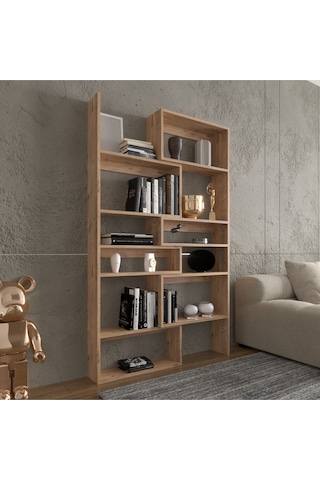 Avole Flat Çok Raflı Geniş Kitaplık Beyaz Beyaz