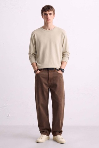 Barrels And Oıl Erkek Bisiklet Yaka İnce Sweatshirt 5074 - Bej Bej