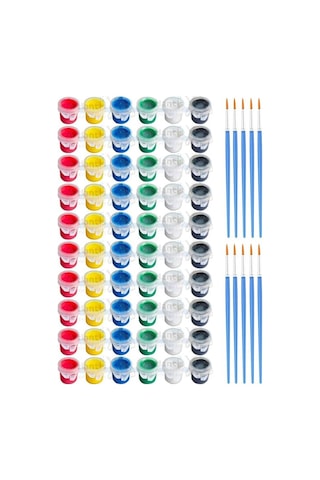 Akrilik Boya 3 Ml 6 Renk Resim Fırçası 10 Paket Mini Küçük Akrilik Boya Taş Ahşap Seramik Tuval Alçı Tuval Etk