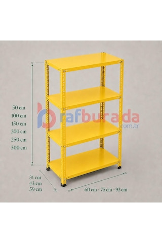 4 Katlı Renkli Dekoratif Çelik Raf - Çiçeklik Rafı, Ofis Rafı 0,70 Mm Mavi-59x60 Cm-150 Cm