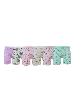 Kota Kız Çocuk Pamuklu Likralı Baskılı Kız Çocuk Boxer 6'lı Paket