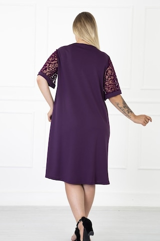 Kimono Kol Mor Büyük Beden Elbise 31B-1186 Mor