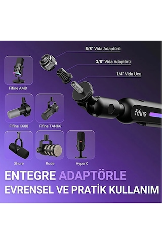Fifine Bm88pro Rgb Low Profile Masaüstü Mikrofon Standi
