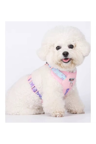 Yacel Duomm Köpek Tasması Ve Gezdirme Halatı Gögüs Ve Sırt Setli Reflektörlü Pembe