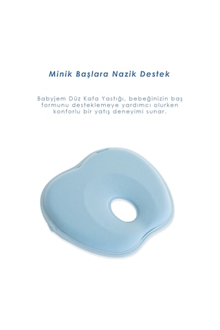Babyjem Bebek Düz Kafa Yastığı Düz Kafa Engelleyici Yastık Mavi