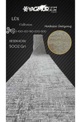 Nesrin Kaymaz Jel Taban Modern Kesme Yolluk Salon Halisi Gri Beyaz Desenli