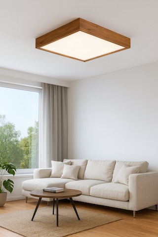 Ahşap Çerçeveli Led Panel Aydınlatma Enerji Tasarruflu Avize 60 60 Cm 3200k Gün Işığı Ahşap