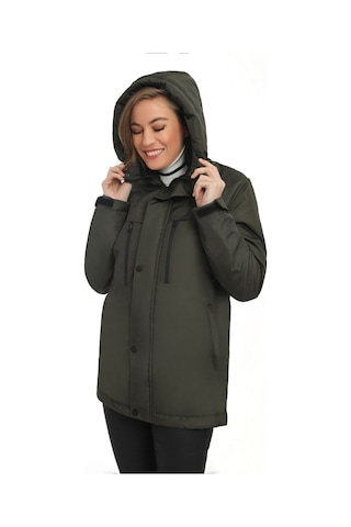 Freemen Kadın Haki Polarlı Kürklü Su Ve Rüzgar Geçirmez Kapüşonlu Kışlık Mont Haki