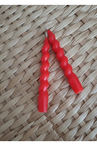 Kırmızı Renkli Spiral, Burgulu Pinterest Model Şamdan Mum 2' Li Set