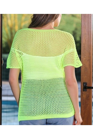 Kadın Yeşil Fileli Bluz-Yeşil