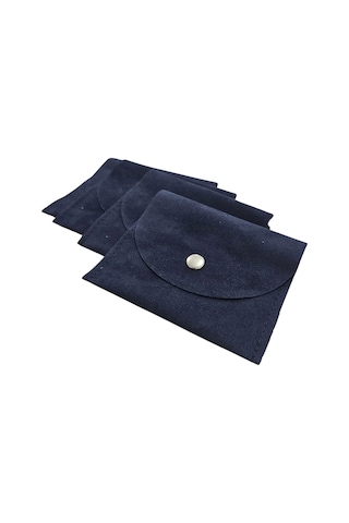 Kadife Süet Zarf Kese Lacivert 25 Adet 8x10 Boy Takı, Altın Kesesi Çıtçıtlı