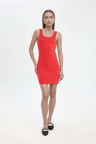 Defacto Coool Bodycon Vücudu Saran Basıc Fitilli Kaşkorse Mini Kırmızı Elbise A0732AX23SM Kırmızı