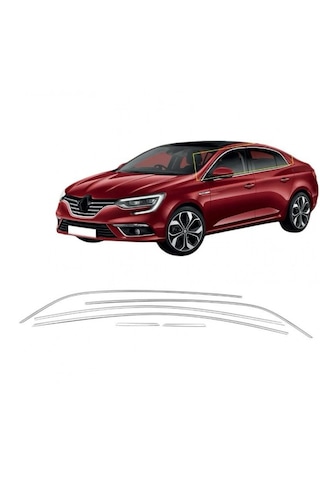 Renault Megane 4 Uyumlu Sedan Paslanmaz Çelik Krom Cam Üst Çıtası 2016-2025 6 Parça