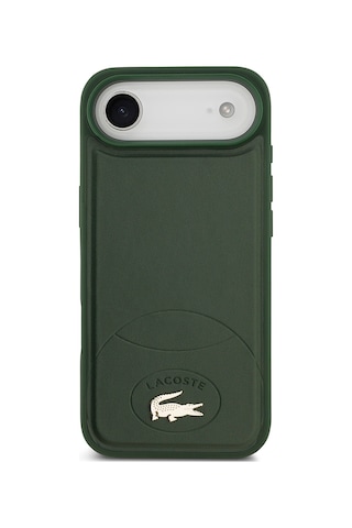 Apple Uyumlu iPhone 17 Air Kılıf Lacoste Lisanslı M-safe Şarj Özellikli Pu Deri Metal Logolu Kapak Yeşil Yeşil