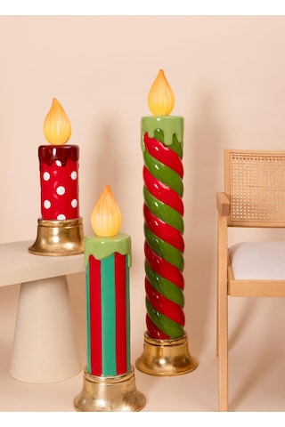 The Mia Dekoratif Led Işıklı Yılbaşı Mumu 25x25x74 Cm 1 Adet