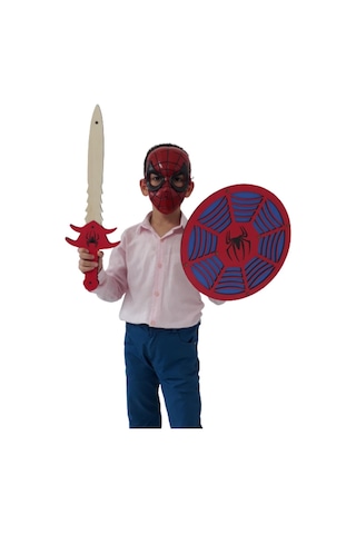 Ahşap Spider-Man Örümcek Adam Kalkanı Kılıcı ve Maskesi
