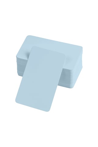 Boş Kelime Kartları 5x8 Cm - 50 Adet Oval Kenarlı Tabu & Not Kartları - Mavi Çok Renkli