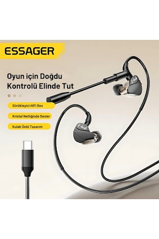 Essager Pro Seri Gaming Hifi Kulaklık Mikrofonlu, Yüksek Ses Kalitesi, Kristal Ses Sistemli Kulaklık Oyun Kulaklığı Mikrofonlu
