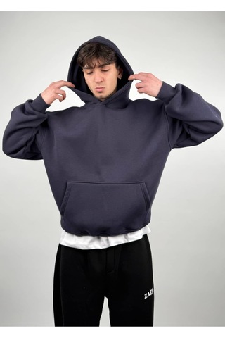 Zaee Basic Oversize Hoodie Gece Mavi