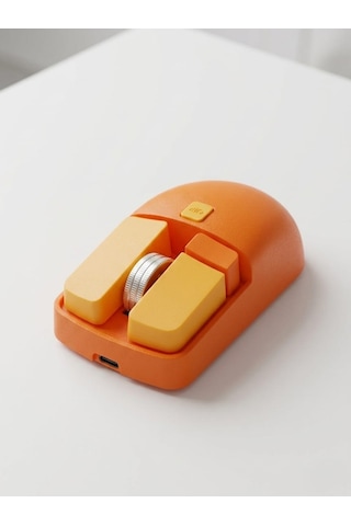 Kablosuz Şarj Edilebilir Mouse - Mekanik Tuş Tasarımlı 1600dpı Optik Fare Sarı -