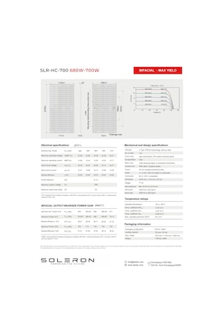 Soleron 700w Bıfacıal Topcon Güneş Paneli