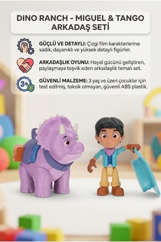 Gioc-hi Lisanslı Dino Ranch Miguel Ve Tango Triceratops Arkadaş Seti Oyuncak Figür Eğitici Oyun Seti Diğer
