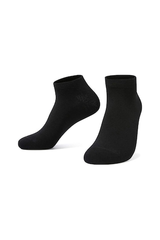 12 Çift Dikişsiz Pamuklu Unisex Patik Çorap Yazlık  Dayanıklı Topuk Siyah