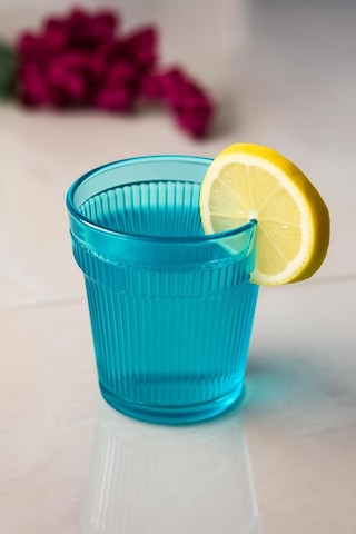 Akrilik Aquamarin Tekli Kısa Bardak & Su Meşrubat Kahve Yanı Bardağı 300 Ml Cam Değildir