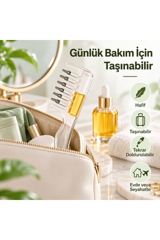 Zvnm Saç Bakım Yağı Uygulama Tarağı - Serum Tarağı - Yeniden Doldurulabilir Hazne Zcv12 Beyaz
