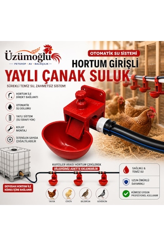 1 Adet Hortum Girişli Yaylı Çanak Suluk Otomatik Tavuk Civciv Suluk Sistemi