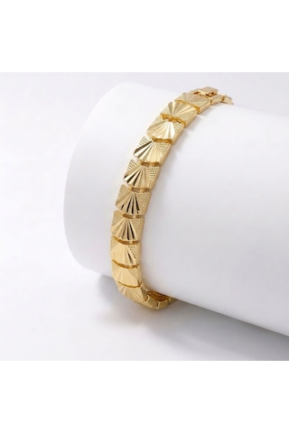 Premium Şık Ve Parlak Solara 24k Gold Kaplama 8 Mm Kadın Bijuteri Bileklik 3183kbv5d10 18cm Altın