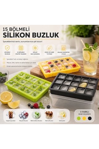 İbico K22-014 15 Bölmeli Silikon Ve Plastik Buzluk - Renkli- 20'li Paket Diğer