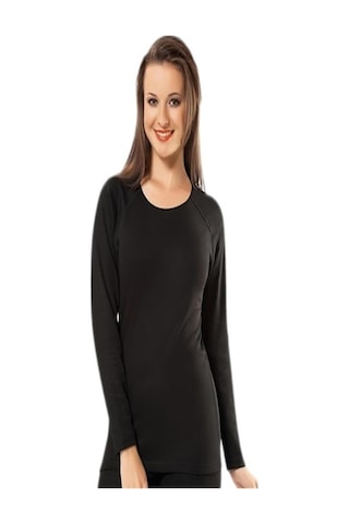 2007 Kadın Termal Içlik Uzun Kol Atlet Termal Fanila Siyah