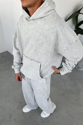 Gri Basic Yıkamalı Oversize Sweatshirt Gri