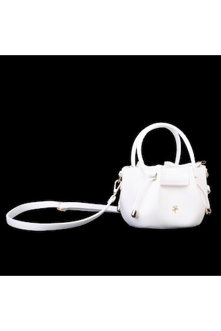 Nas Bag Kadın Mini Büzgülü Şık Çapraz Çanta Beyaz