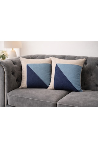Faralya Life Parçalı 2 Li Kırlent Kılıfı 45x45 Cm Dekoratif Koltuk Yastık Kılıfı Modern Salon Dekoru Açik Mavi