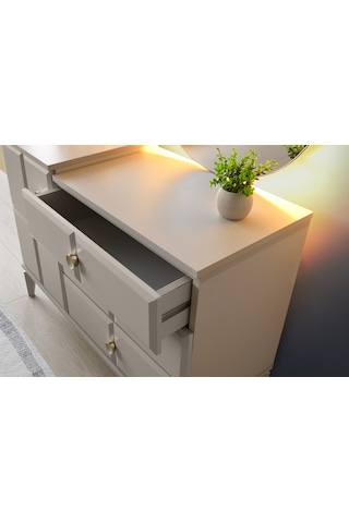 Paris Şifonyer-makyaj Masası-ışıklı Aynalı-mdf-kum Beji Kumbeji