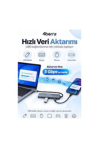 Kd5 5 İ 1 Arada Usb-c Hub 4k Hdmı, Usb Çoklayıcı Ve Pd Şarj Desteği