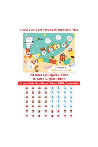 Eğlenceli ve Eğitici Tuvalet Eğitimi Sticker Panosu 29x42cm