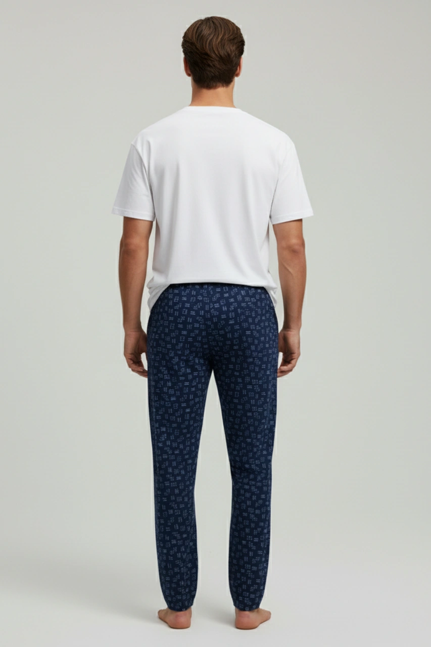 Erkek %100 Pamuk Cepli Ekose Pijama Altı Desen 7 040 Desen 7