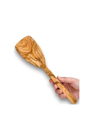 Zeytin Ağacı El Yapımı 12 İnç Spatula. Kızartma, Çevirme Ve Karıştırma İçin Doğal, Kavisli Spatula. Biftek Ve Pizza İçin Mükemmel Seçim 0
