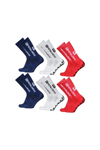 Suofeng Profesyonel Futbol Çorapları, Silikon Süspansiyon, Kayma Önleyici, Antrenman Ve Maç İçin, 6 Çift Kırmızı+beyaz+lacivert Beyaz - Kırmızı