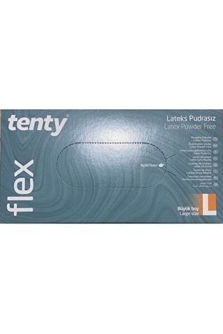 Tenty Flex Lateks Pudrasız Muayene Eldiveni 100'lü L
